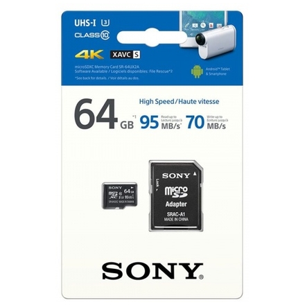 SONY microSD karta 64GB, class10, 95MB/s, adapter, SR64UXA