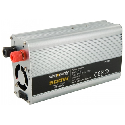 Whitenergy WE Měnič napětí DC/AC 12V / 230V, 500W, 2 zásuvky, 06583