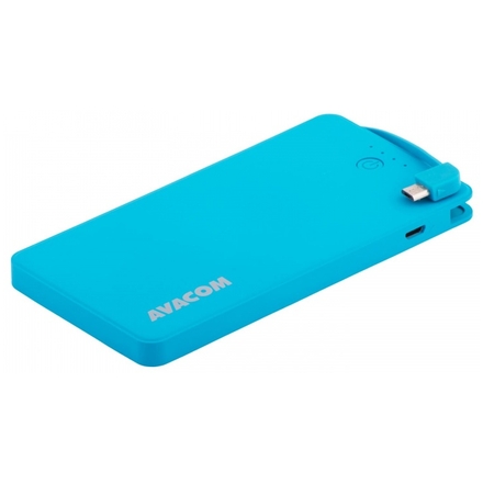 Power Bank AVACOM PWRB-4000B s Li-pol články, kapacita 4000mAh, výstup 5V/2.1A+1A, světle modrá, PWRB-4000B