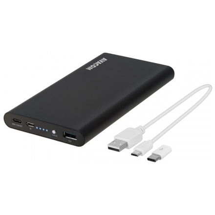 Power Bank AVACOM PRISMA AL-10, Li-Pol 10000mAh, USB-C, QC vstup a výstup, černá, PWRB-100K-QC