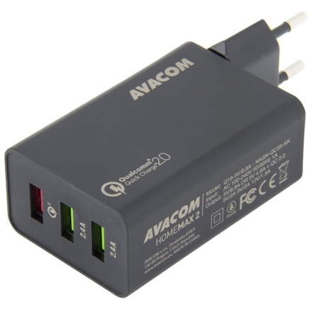 AVACOM HomeMAX 2 síťová nabíječka s Qualcomm Quick Charge 2.0, 3x USB výstup, černá, NASN-QC3X-KK - neoriginální