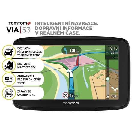 TomTom VIA 53 Europe, Wi-Fi, LIFETIME mapy, 1AL5.002.00