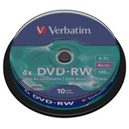 VERBATIM DVD-RW(10-Pack)Spindle4x/DLP/4.7GB, 43552