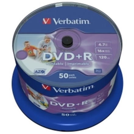 VERBATIM DVD+R(50-Pack)Cake/Print/16x/4.7GB/NoID, 43512