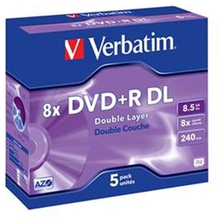 VERBATIM DVD+R(5-pack)DoubleLayer/Jewel/8x/8,5GB, 43541