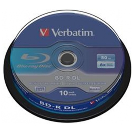 VERBATIM BD-R DL(10-pack)50GB/6x/spindle, 43746