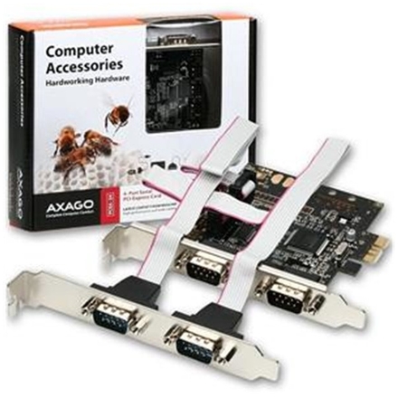AXAGON PCEA-S4, PCIe adaptér - 4x sériový port (RS232), PCEA-S4