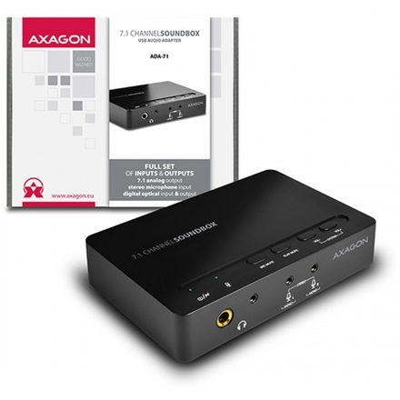 AXAGON ADA-71, USB2.0 - 7.1 audio SOUNDbox, SPDIF vstup/výstup, ADA-71