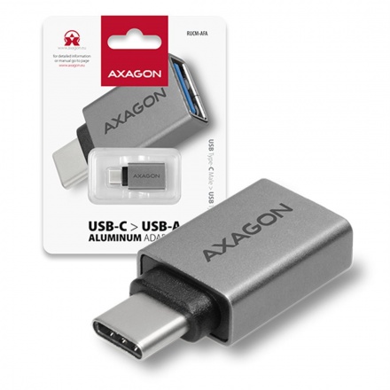 AXAGON RUCM-AFA, USB 3.1 Type-C Male -> Type-A Female ALU redukce, RUCM-AFA
