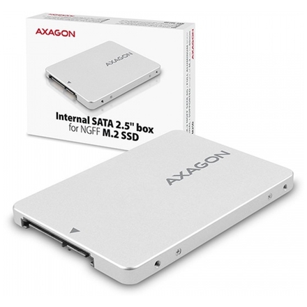 AXAGON RSS-M2SD, SATA - M.2 SATA SSD, interní 2.5" ALU box, stříbrný, RSS-M2SD