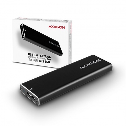 AXAGON EEM2-U3, USB3.0 - M.2 SATA SSD hliníkový box, délka 30 až 80 mm, EEM2-U3