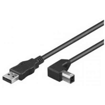 PremiumCord Kabel USB 2.0, A-B, 2m se zahnutým USB-B konektorem 90°, ku2ab2-90