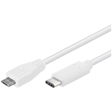 PremiumCord USB-C/male - USB 2.0 Micro-B/Male, bílý, 0,6m, ku31cb06w