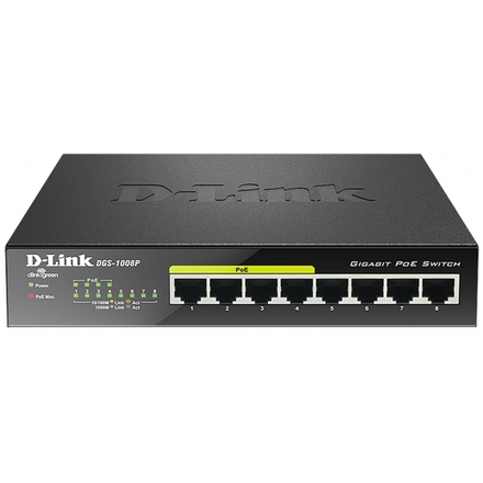 D-Link DGS-1008P 8x 1000 Desktop Switch,4PoE port, DGS-1008P/E