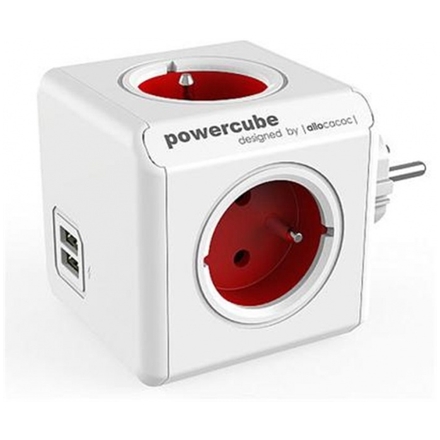 Zásuvka PowerCube ORIGINAL USB, Red, 4 rozbočka, 2x USB, 423655