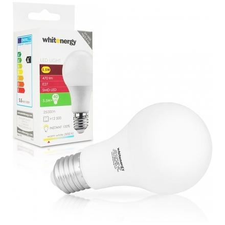 Whitenergy WE LED žárovka SMD2835 A60 E27 5.5W teplá bílá, 10223