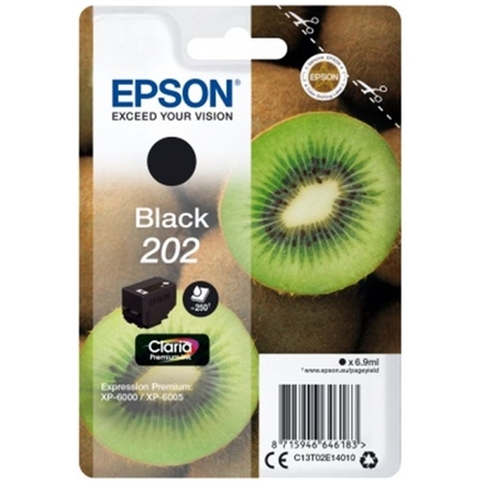 EPSON ink černá 202 Premium - singlepack 6,9ml, 250s, standard, C13T02E14010 - originální