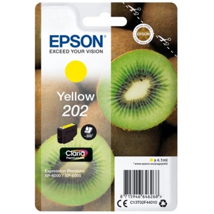 EPSON ink Yellow 202 Premium - singlepack, 4,1ml, 300s, standard, C13T02F44010 - originální