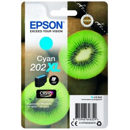 EPSON singlepack,Cyan 202XL,Premium Ink,XL, C13T02H24010 - originální