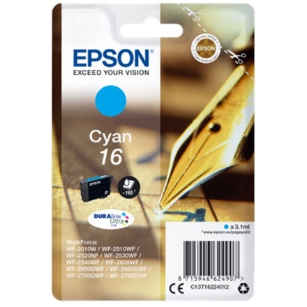 Epson Singlepack Cyan 16 DURABrite Ultra Ink, C13T16224012 - originální
