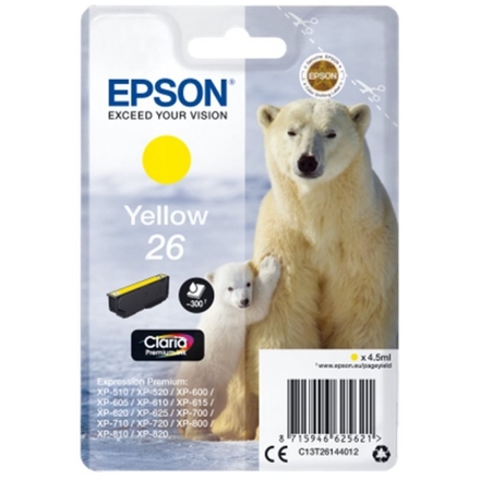 Epson Singlepack Yellow 26 Claria Premium Ink, C13T26144012 - originální