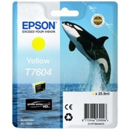 Epson T7604 Ink Cartridge Yellow, C13T76044010 - originální
