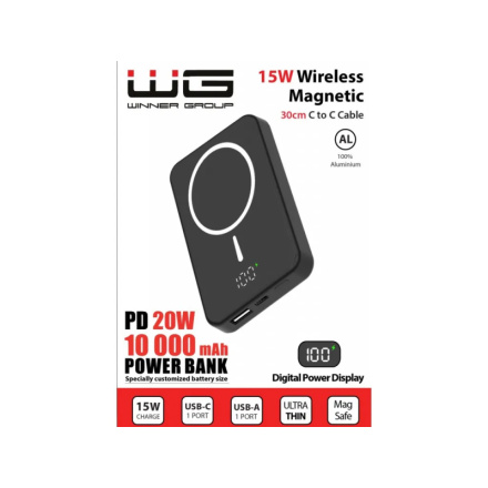 Bezdrátová powerbanka 10000 mAh (15W) PD20W s MagSafe (Černá) 12144
