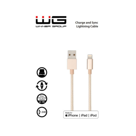 Datový kabel Walnut kabel - MFI Lightning 1m (Zlatá), MM_5998