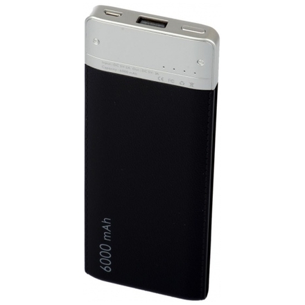 PowerBank 6 000 mAh 1 USB černo-stříbrná, 6459