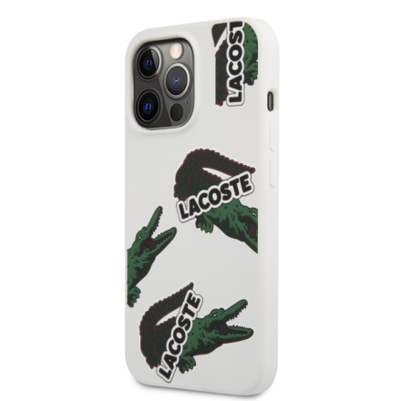 Lacoste Liquid Silicone Allover Pattern Kryt pro iPhone 13 Pro White, LCHC13LSOW