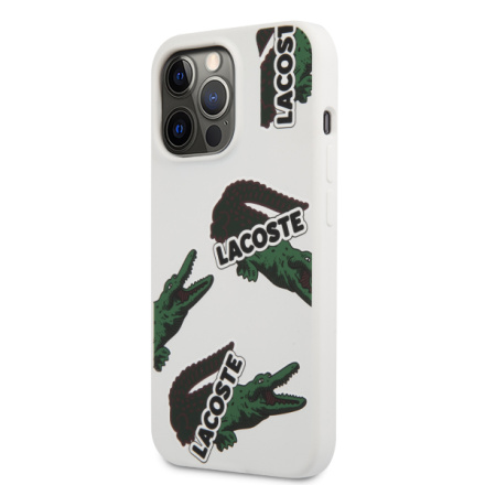 Lacoste Liquid Silicone Allover Pattern Kryt pro iPhone 13 Pro Max White, LCHC13XSOW