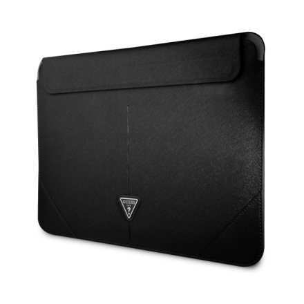 Guess Saffiano Triangle Metal Logo Computer Sleeve 16" Black, GUCS16PSATLK
