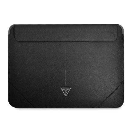 Guess Saffiano Triangle Metal Logo Computer Sleeve 16" Black, GUCS16PSATLK