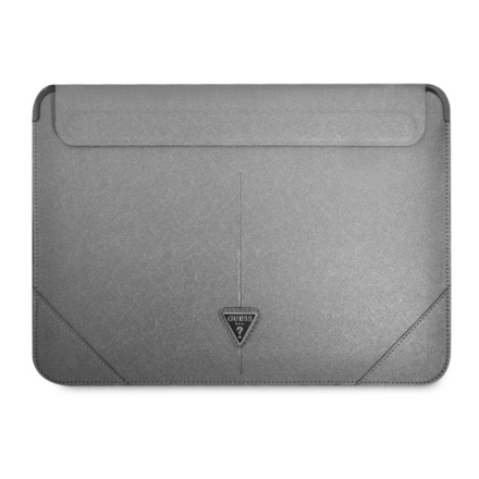 Guess Saffiano Triangle Metal Logo Computer Sleeve 13/14" Silver, GUCS14PSATLG