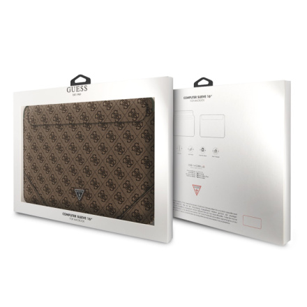 Guess PU 4G Triangle Metal Logo Computer Sleeve 16" Brown, GUCS16P4TW