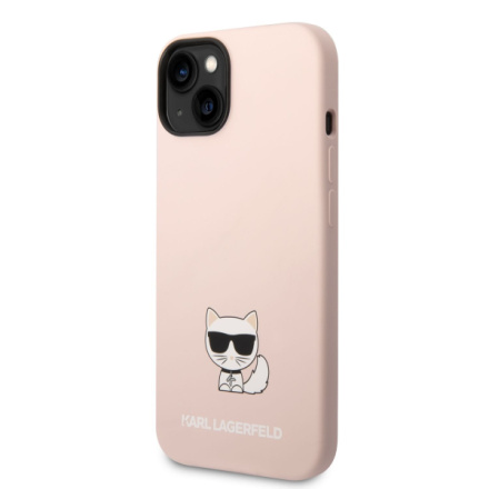Karl Lagerfeld Liquid Silicone Choupette Zadní Kryt pro iPhone 14 Plus Pink, KLHCP14MSLCTPI