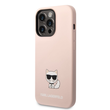 Karl Lagerfeld Liquid Silicone Choupette Zadní Kryt pro iPhone 14 Pro Pink, KLHCP14LSLCTPI