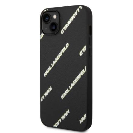 Karl Lagerfeld PU Grained Leather Logomania Zadní Kryt pro iPhone 14 Plus Black, KLHCP14MPGMLKFK