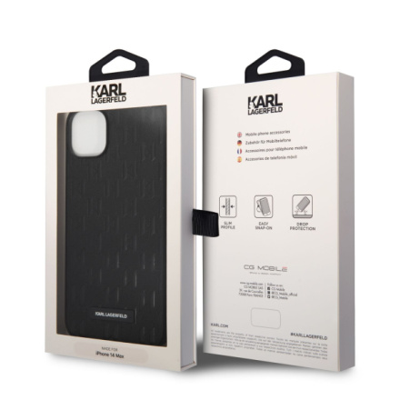 Karl Lagerfeld Saffiano Monogram Zadní Kryt pro iPhone 14 Plus Black, KLHCP14MSAKLHPK