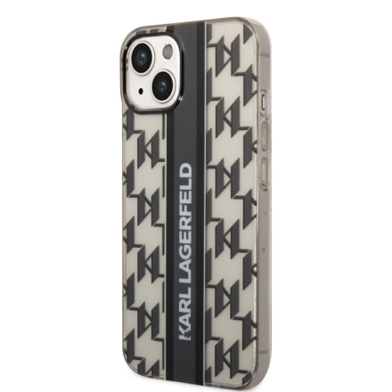 Karl Lagerfeld Monogram Vertical Stripe Zadní Kryt pro iPhone 14 Plus Black, KLHCP14MHKLSPCK