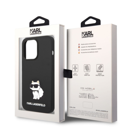 Karl Lagerfeld Liquid Silicone Choupette NFT Zadní Kryt pro iPhone 14 Pro Black, KLHCP14LSNCHBCK
