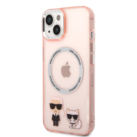 Karl Lagerfeld MagSafe Kompatibilní Kryt Karl and Choupette pro iPhone 14 Plus Pink, KLHMP14MHKCP