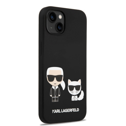 Karl Lagerfeld MagSafe Kompatibilní Kryt Liquid Silicone Karl and Choupette pro iPhone 14 Plus Black, KLHMP14MSSKCK