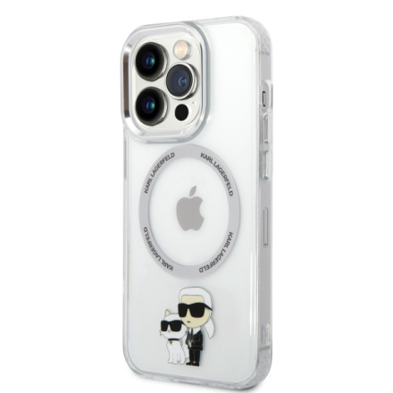 Karl Lagerfeld IML Karl and Choupette NFT MagSafe Zadní Kryt pro iPhone 14 Pro Transparent, KLHMP14LHNKCIT