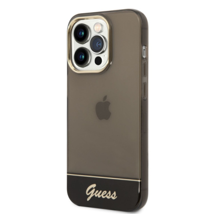 Guess PC/TPU Camera Outline Translucent Zadní Kryt pro iPhone 14 Pro Max Black, GUHCP14XHGCOK