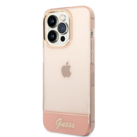 Guess PC/TPU Camera Outline Translucent Zadní Kryt pro iPhone 14 Pro Max Pink, GUHCP14XHGCOP