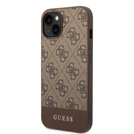 Guess PU 4G Stripe Zadní Kryt pro iPhone 14 Plus Brown, GUHCP14MG4GLBR