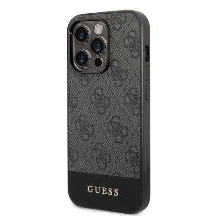 Guess PU 4G Stripe Zadní Kryt pro iPhone 14 Pro Max Grey, GUHCP14XG4GLGR