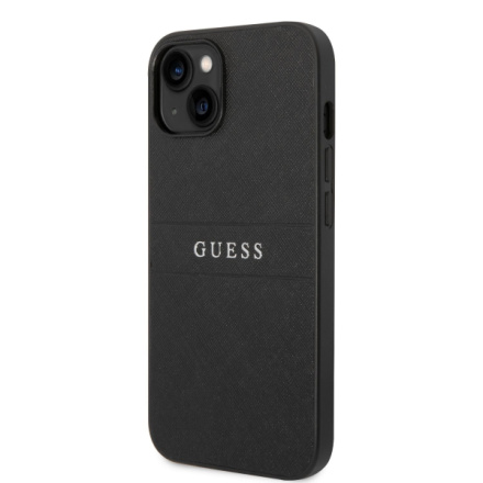 Guess PU Leather Saffiano Zadní Kryt pro iPhone 14 Plus Black, GUHCP14MPSASBBK