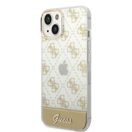 Guess PC/TPU Peony Glitter Script Logo Zadní kryt pro iPhone 14 Plus Gold, GUHCP14MHG4MHG